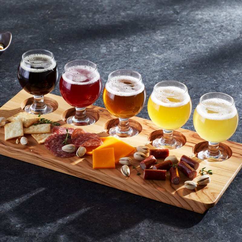Olive Wood 5 Well Beer and Food Flight