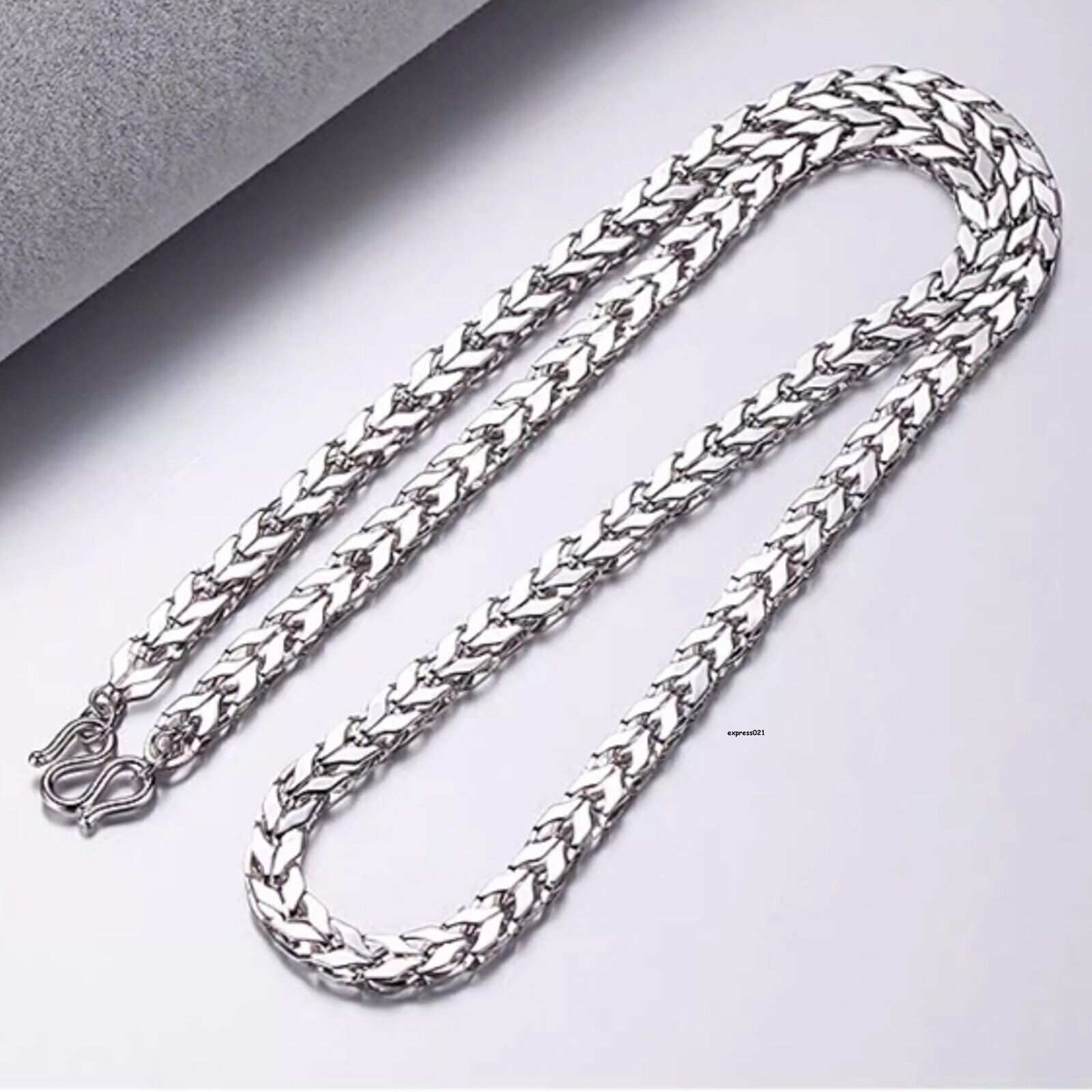 Pure Platinum 950 Chain Men Women 2.6mm Wheat Foxtail Necklace 20.06g/ 24.4inch