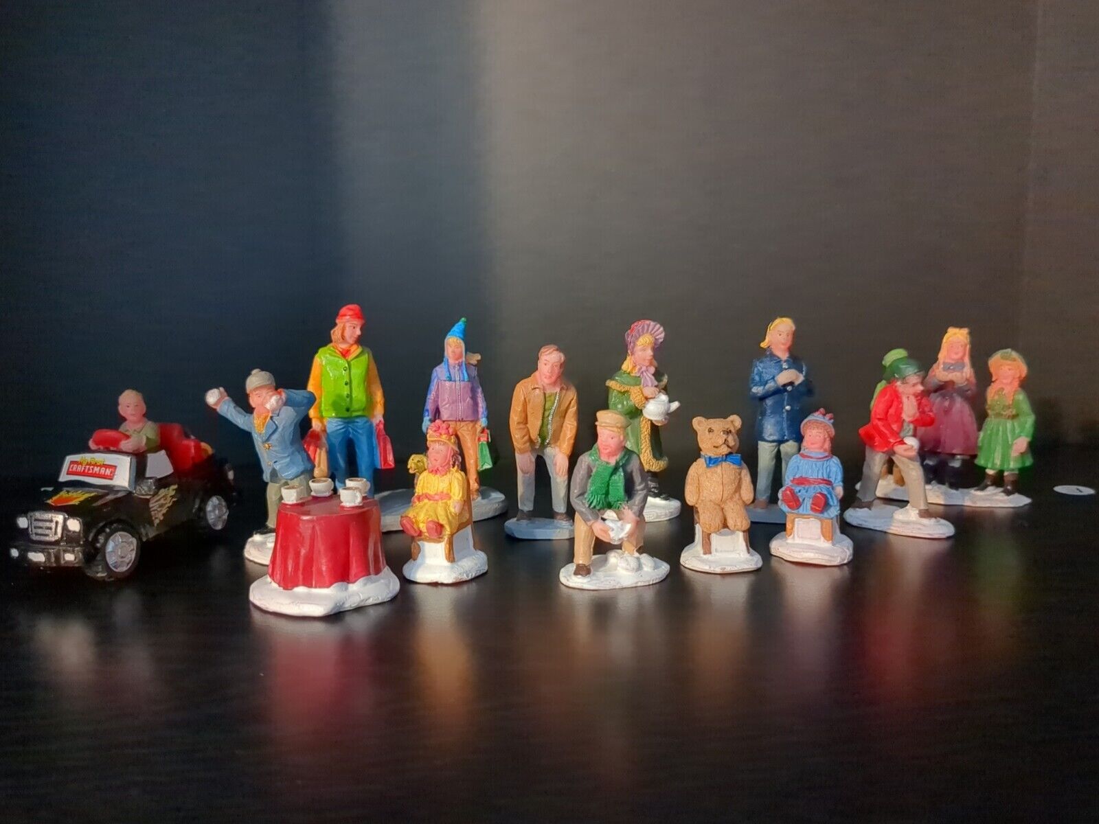 Christmas Village Miniature  Figures Accessories Lot of 13, Lemax