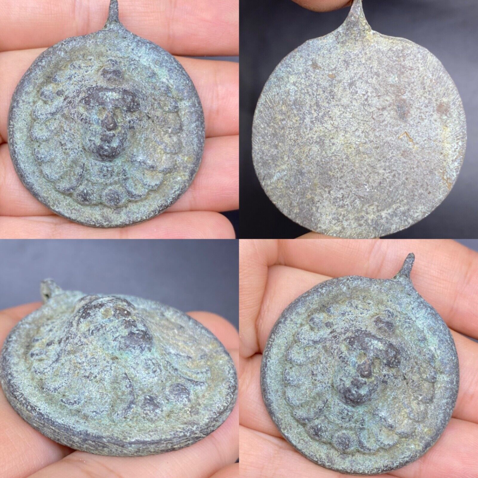 Genuine Museum Quality Ancient Greek Bronze Pendant With Face