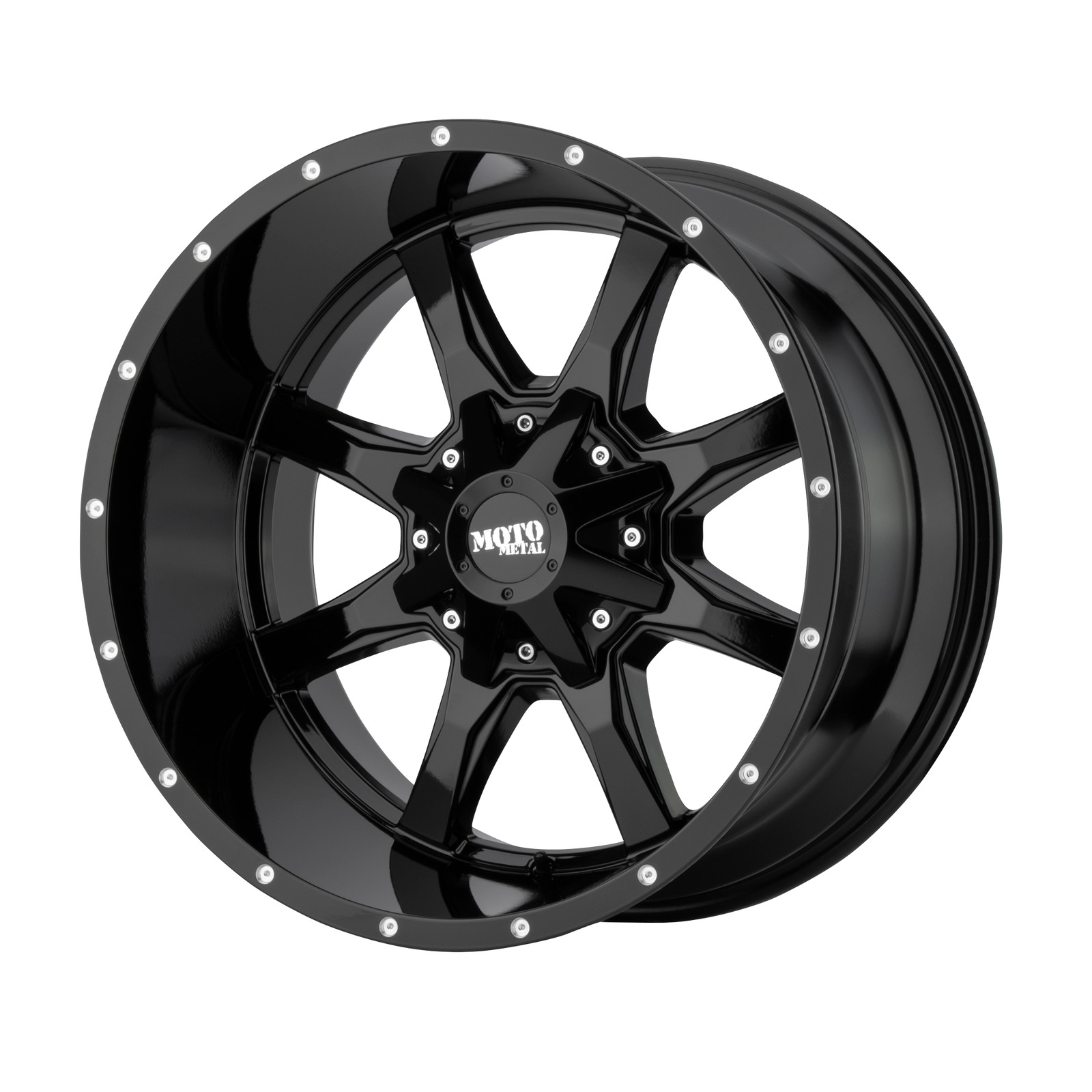 17x9 Moto Metal MO970 Gloss Black W/Milled Lip Wheel 5x5/5x5.5 (-12mm) Set of 4