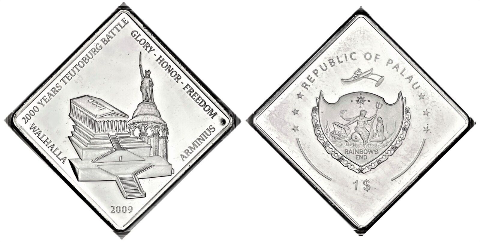2009 Palau $1 DOLLAR 2000 Years Teutoburg Battle Coin Proof KM# 455