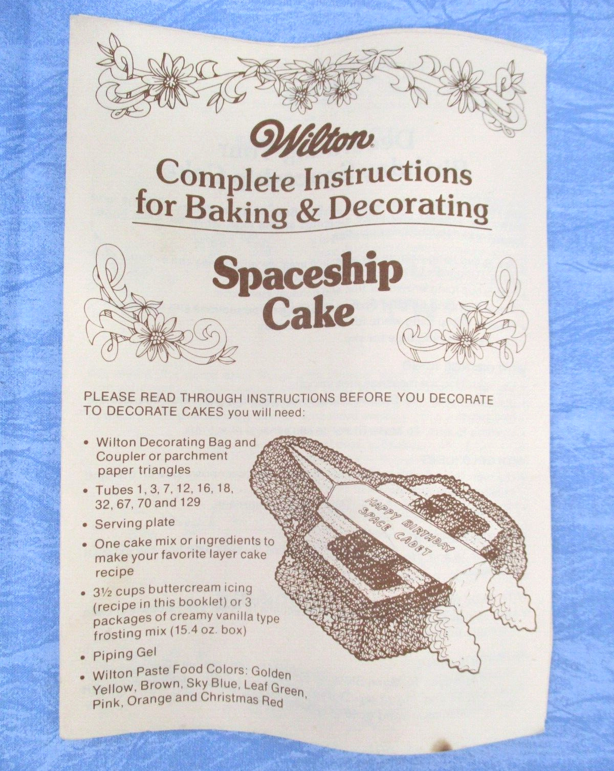 Vintage Wilton Spaceship Cake Pan Mold Instruction Booklet