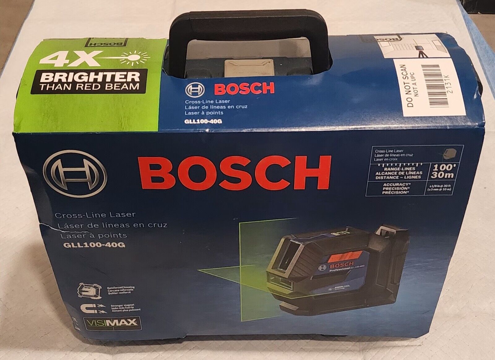 BOSCH GPL100-30G PROFESSIONAL GREEN-BEAM 3 POINT SELF LEVELING ALIGNMENT LASER