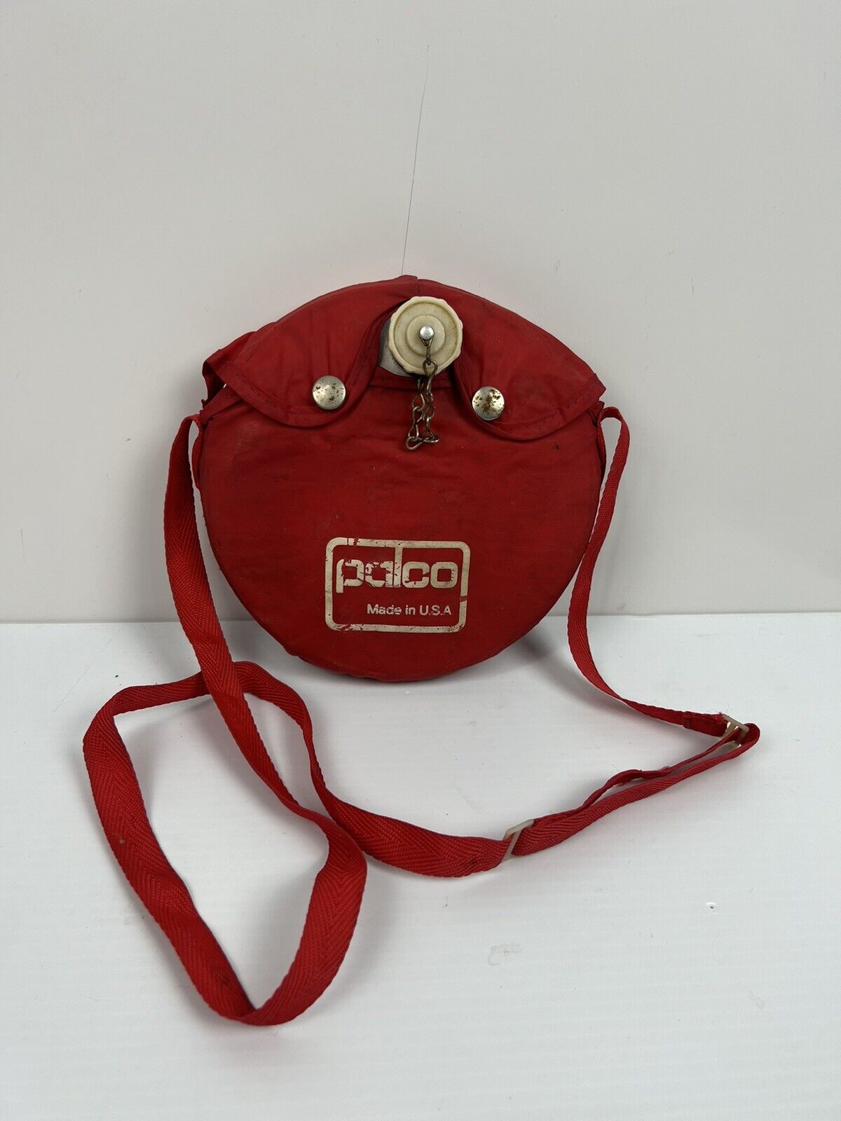 Vintage Aluminum Palco 3Qt Outdoor Camping Water Canteen Shoulder Carry Red