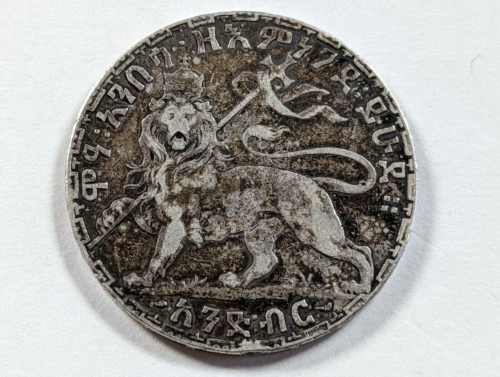 Ethiopia (EE 1895) 1902-1903 1 Birr Silver Uncleaned Condition