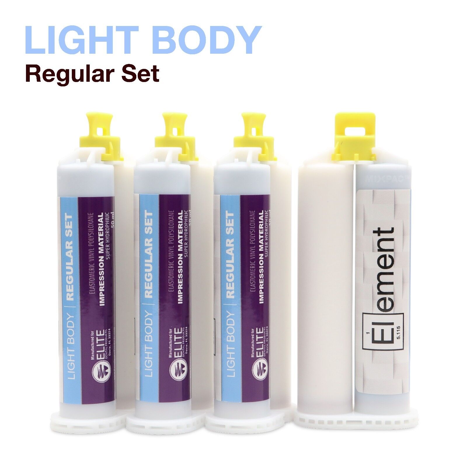 Element LIGHT BODY VPS PVS Dental Impression Material REGULAR Set 50ML Cartridge