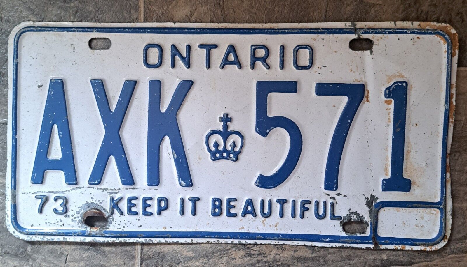🔵⚪️ 1973 Ontario Canada License Plate BLUE And White⭐️