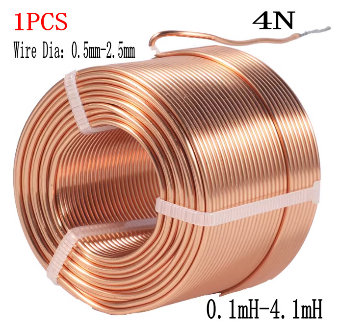 Dia 0.5-2.5mm 0.1mH~4.1mH Speaker Crossover Inductor 4N Oxygen-Free Copper Coil 