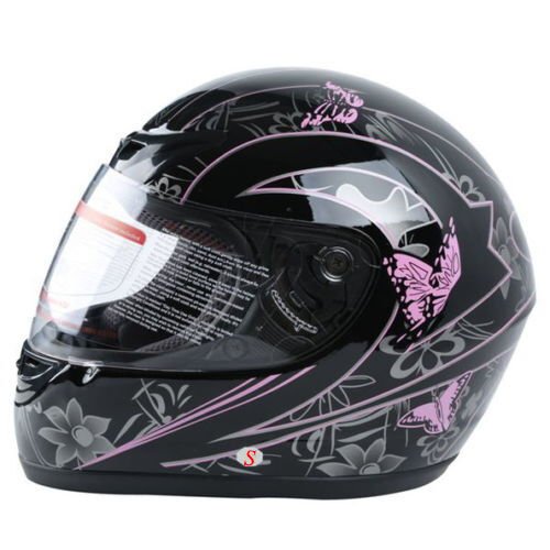 DOT Adult Women Pink Butterfly Full Face Motorbike Sport Race Helmet S M L XL