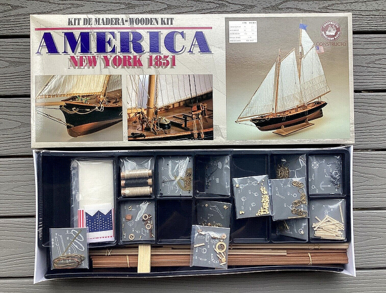CONSTRUCTO 1/56 AMERICA NEW YORK 1851 SAILING SHIP W/ FITTINGS WOODEN KIT  80827