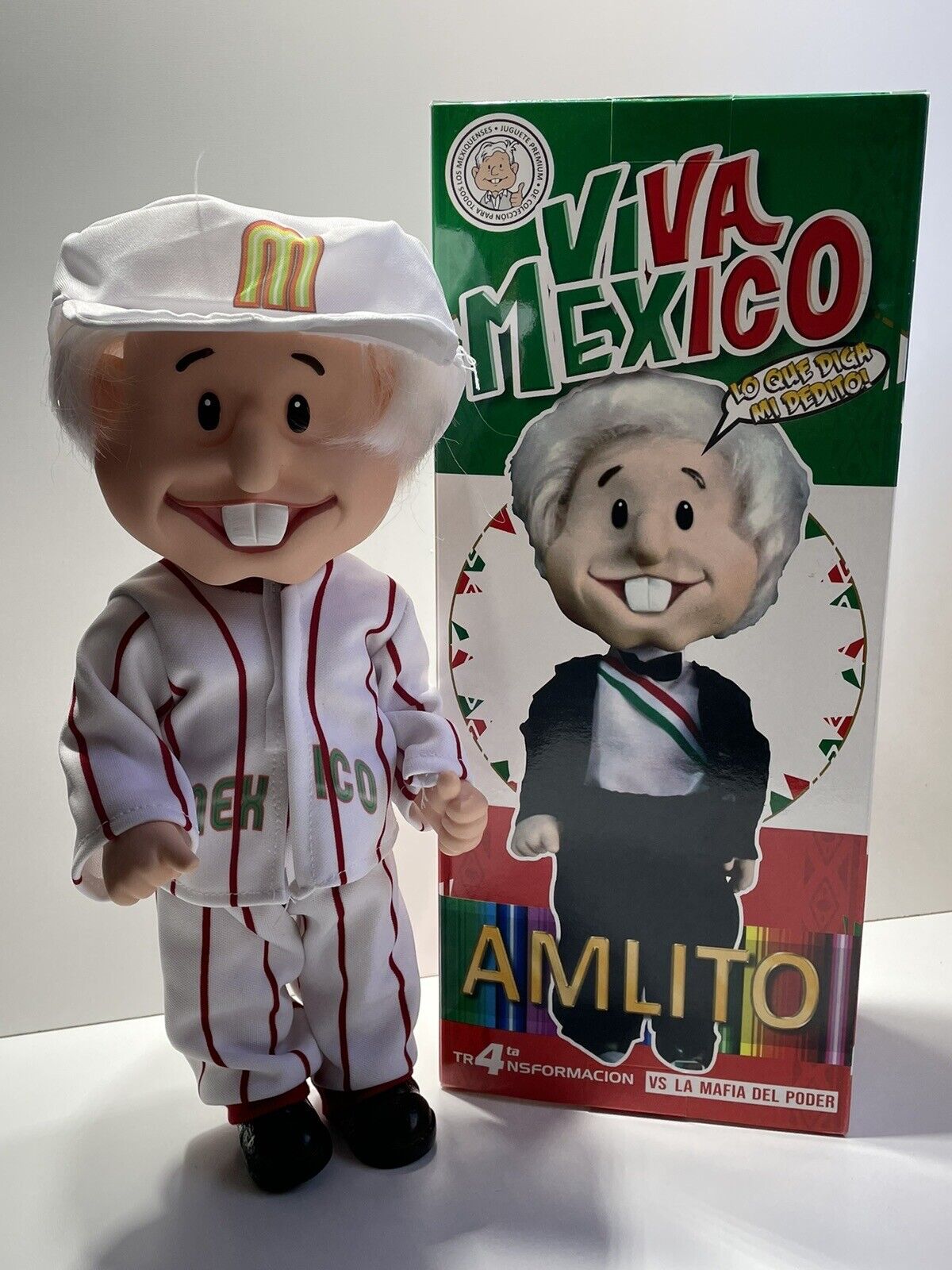 President Amlo Amlito Lopez Obrador Baseball Player Doll with 9 Sounds & INE