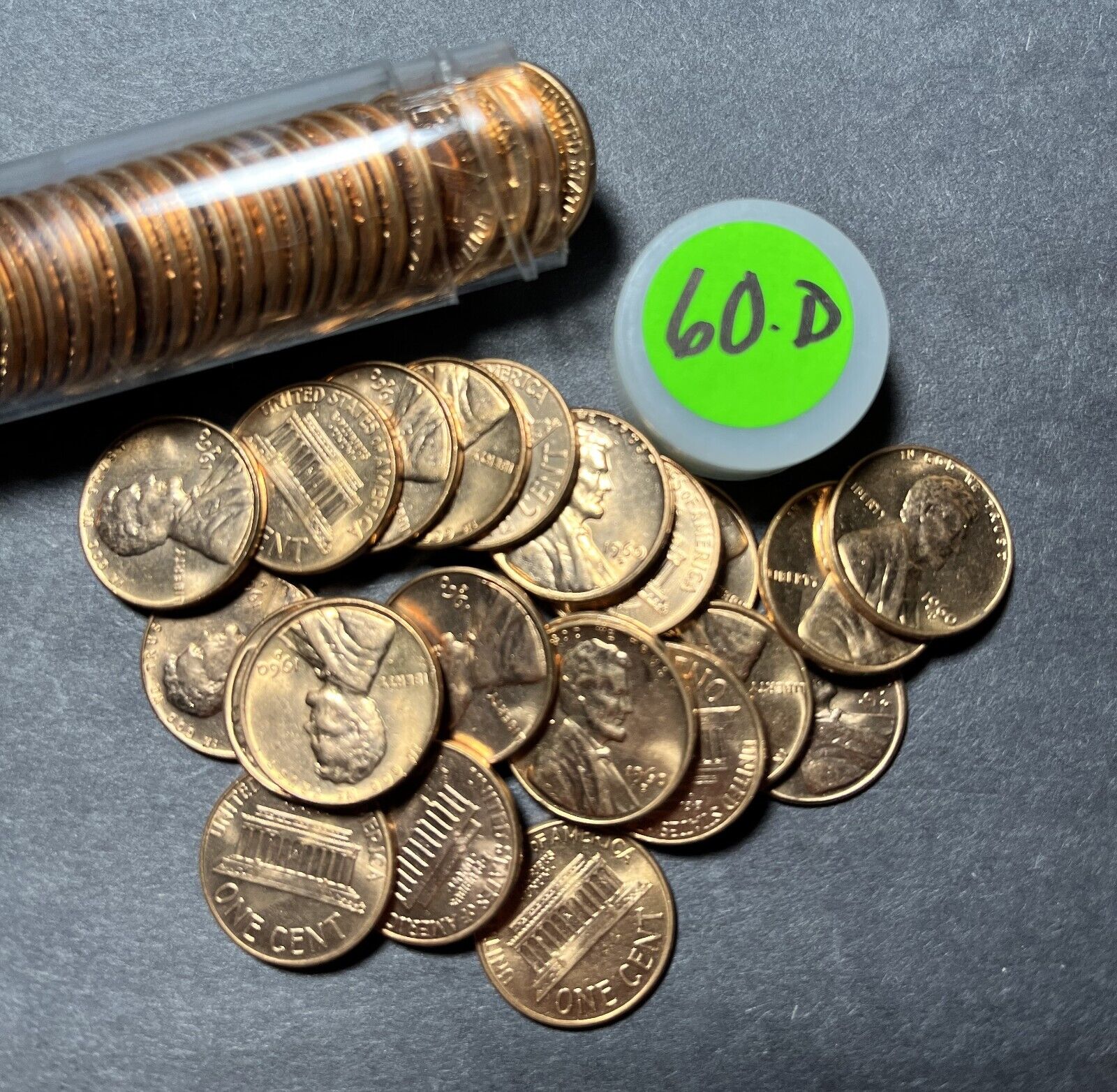 1960-D Lincoln Memorial Cent Roll * BU or Better * Large Date *