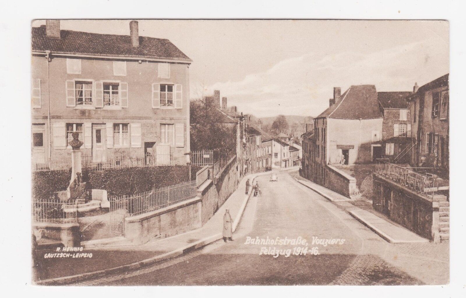 Vouziers,France,Bahnhofstrasse Feldzug-1914-18,Used,W.W.I German Feldpost,1914