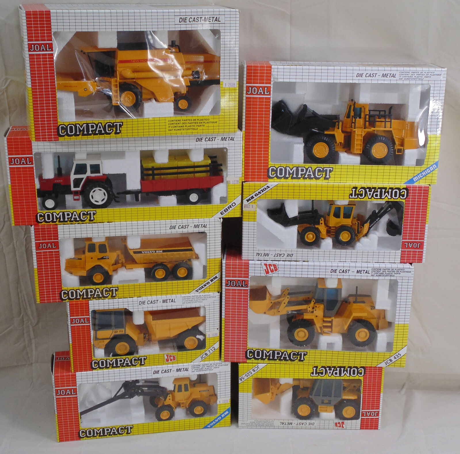 Lot of 9 Joal Compact Diecast Construction Vehicle 1/35 & 1/50 Scale Volvo
