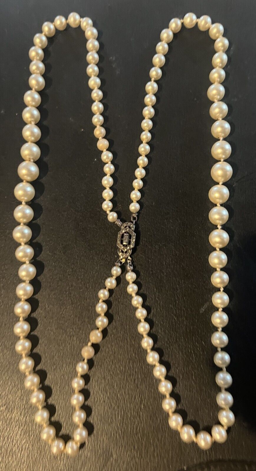 Antique early 20thC Pearl Necklace Double Strand 17\