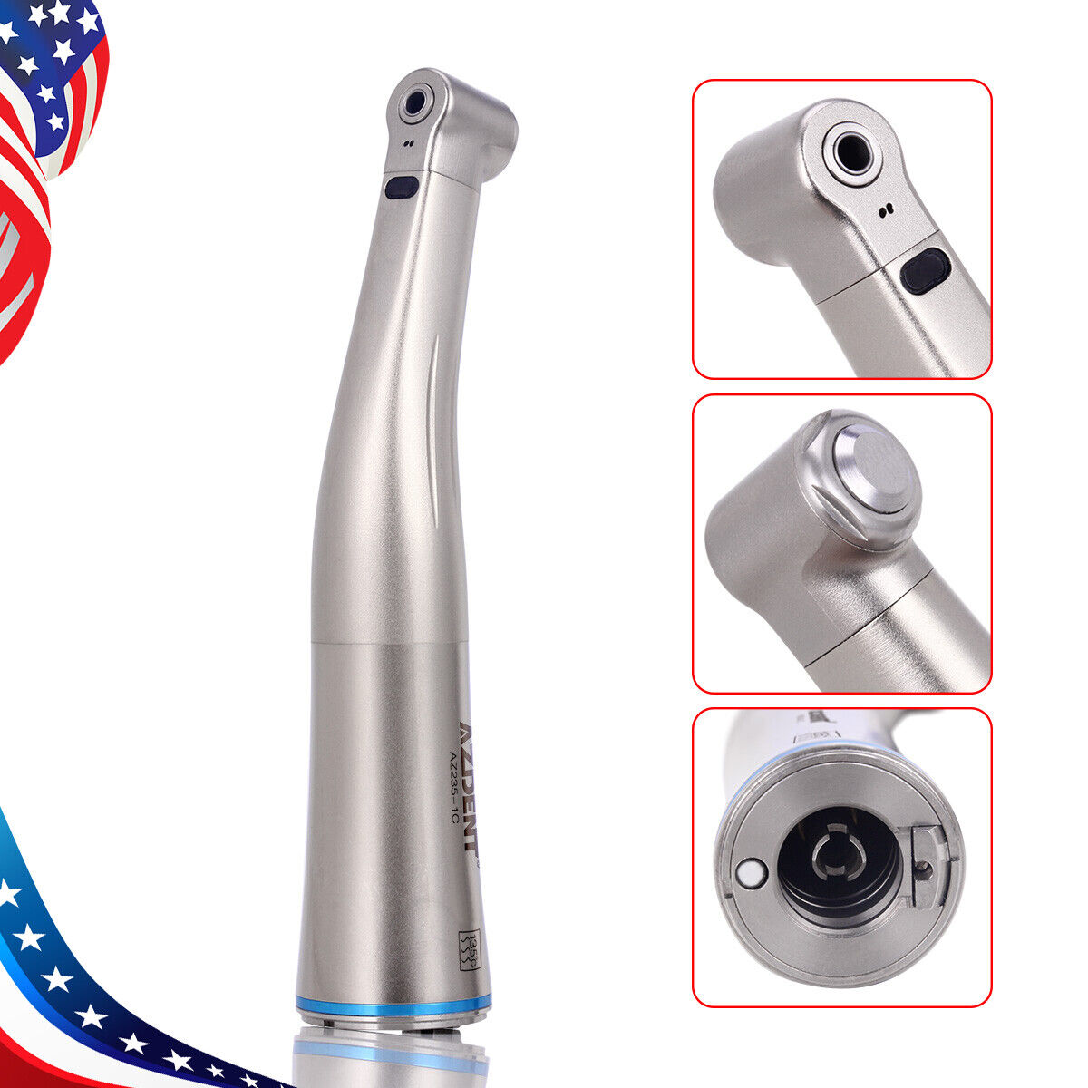 Dental 1:5 Increasing Contra Angle Optic LED Handpiece Fit Electric Motor