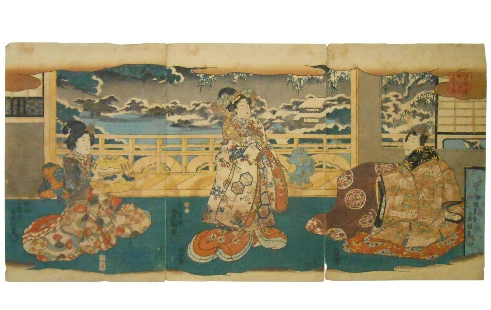 UTAGAWA KUNISIDA \'TOYOKUNI III\' (JAPAN, 1786-1865) MID-19TH C SGND W/B TRIPTYCH 