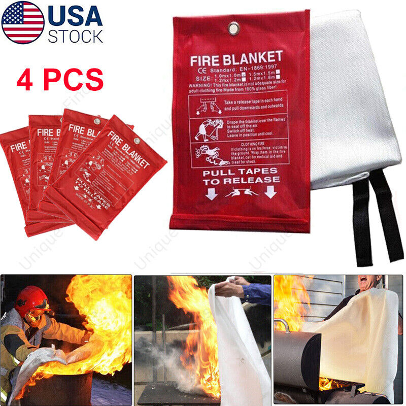 x4 Large Fire Blanket Fireproof For Home Kitchen Office Caravan Emergency Safety