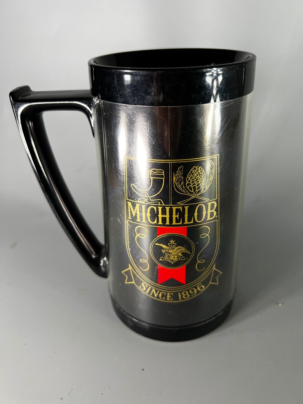 MICHELOB VINTAGE THERMO-SERV INSULATED PLASTIC BEER COFFE DRINK TRAVEL MUG 16OZ