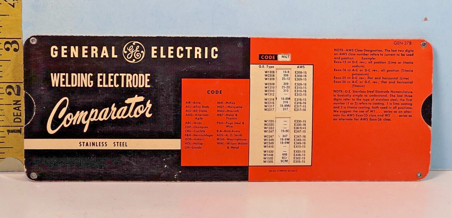 1952 General Electric Welding Electrode Comparator Arc Welding Slided