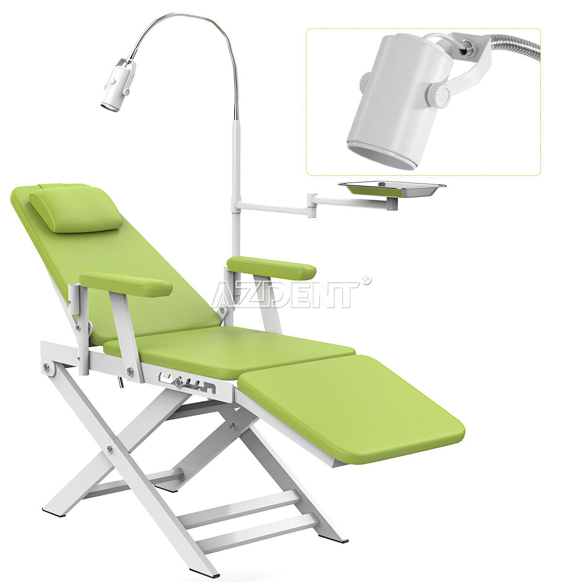Dental Portable Mobile Chair LED Light Folding Chair Air Turbine Unit 4 Hole