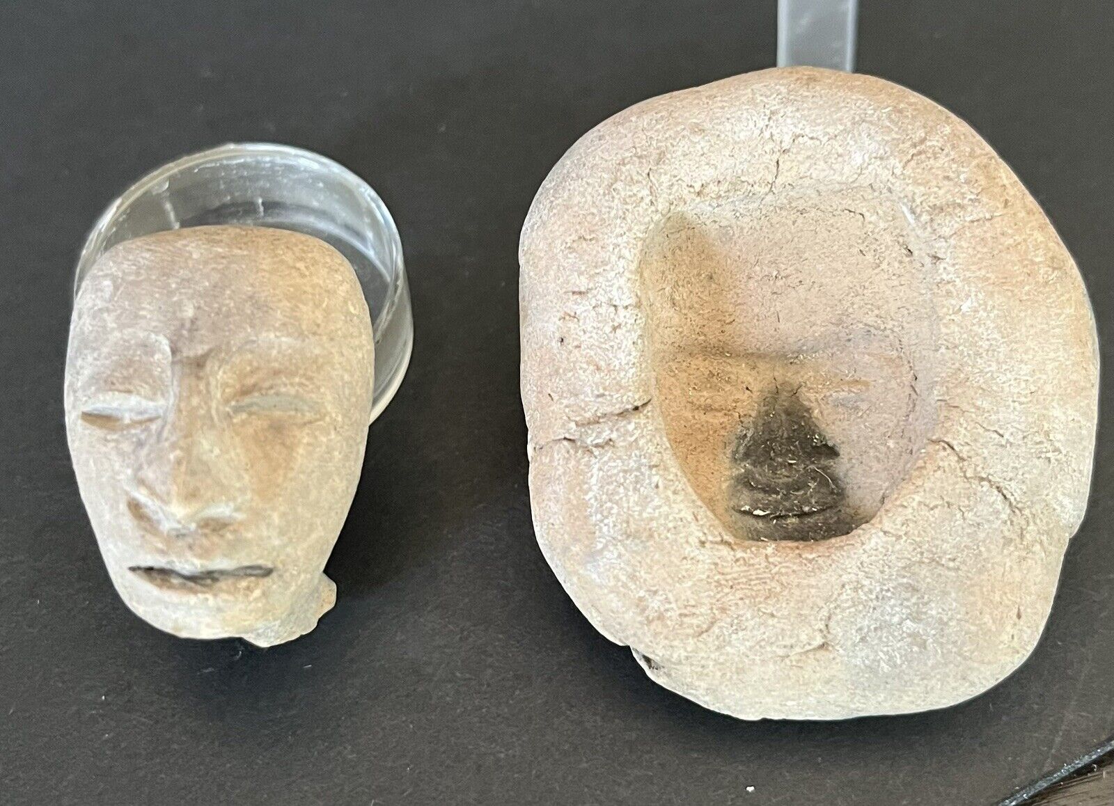 SET Of 2 Pre-Columbian Artifacts Vera Cruz Pottery Head + Mold 600 to 900 CE.