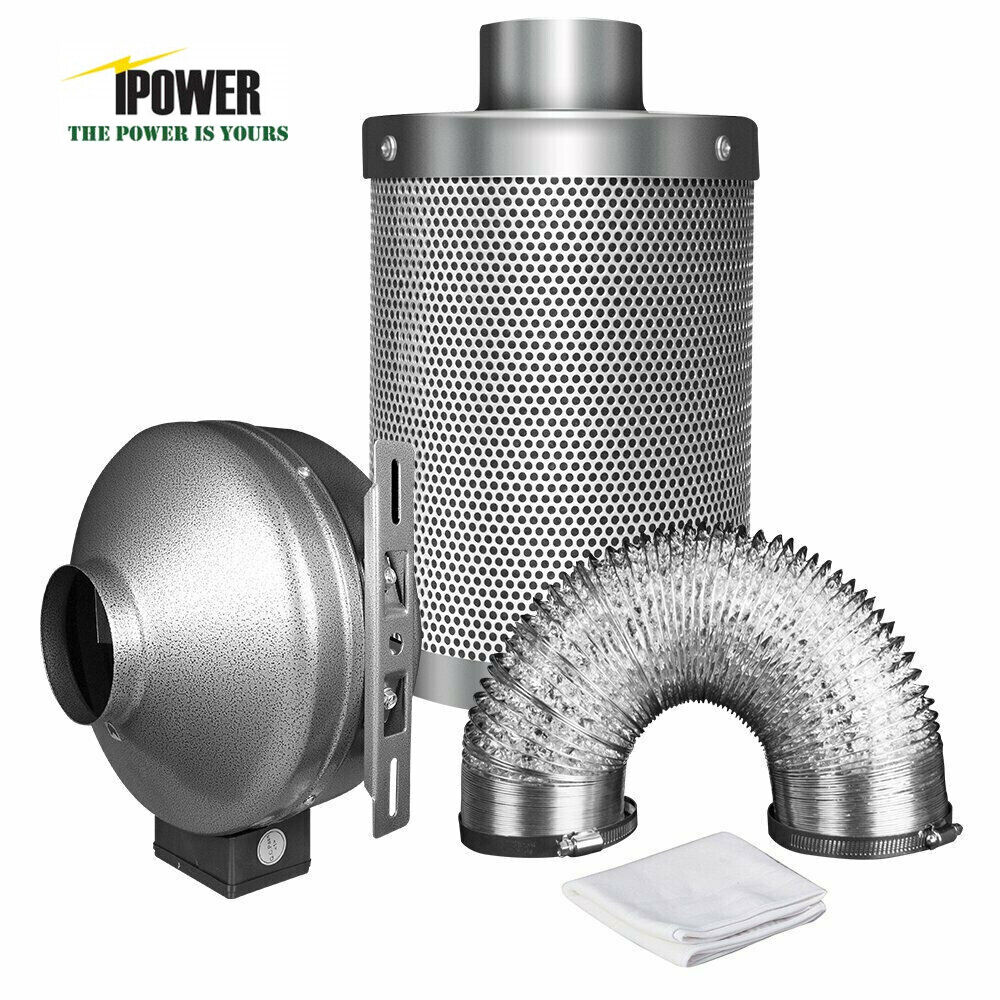 iPower 4'' 6'' 8'' Inline Fan Exhaust Blower Ducting Air Carbon Filter Fan Combo