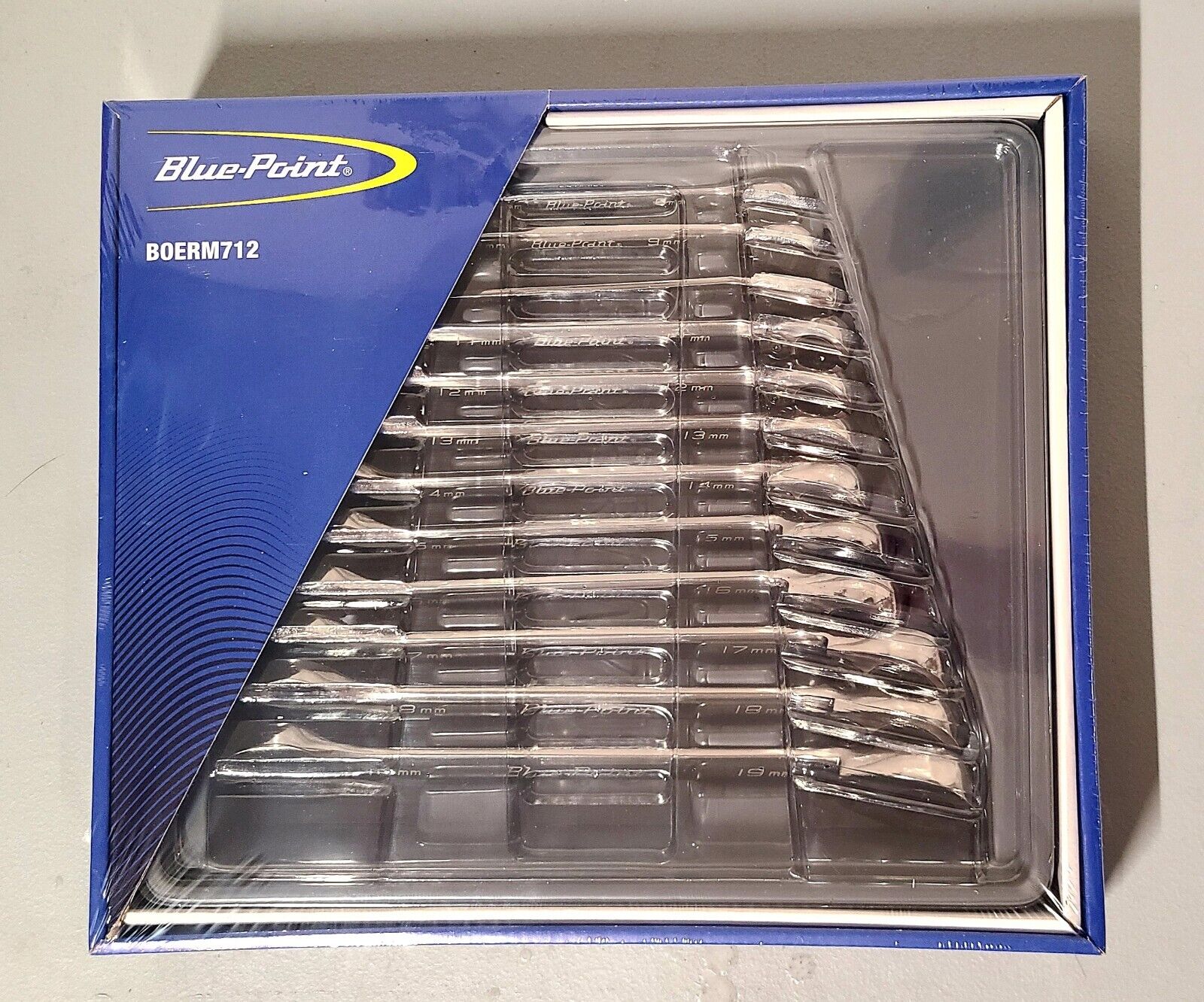 New Blue Point 12 Pc 12Pt Metric 15° Offset Ratcheting Combo Wrench Set BOERM712