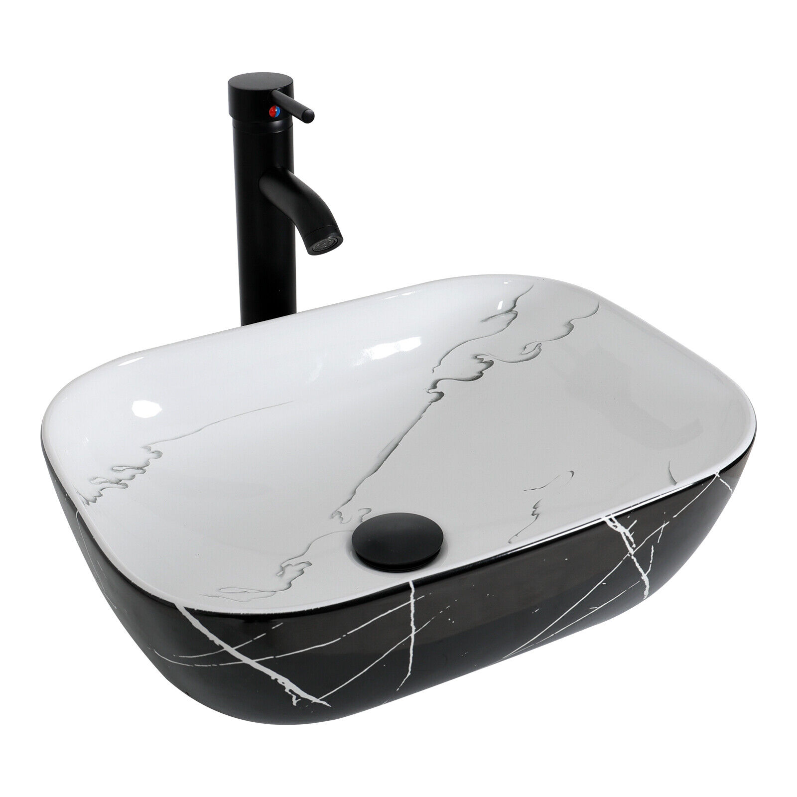 ELECWISH Bathroom Vessel Sink Ceramic Basin Bowl Countertop Basin with Faucet