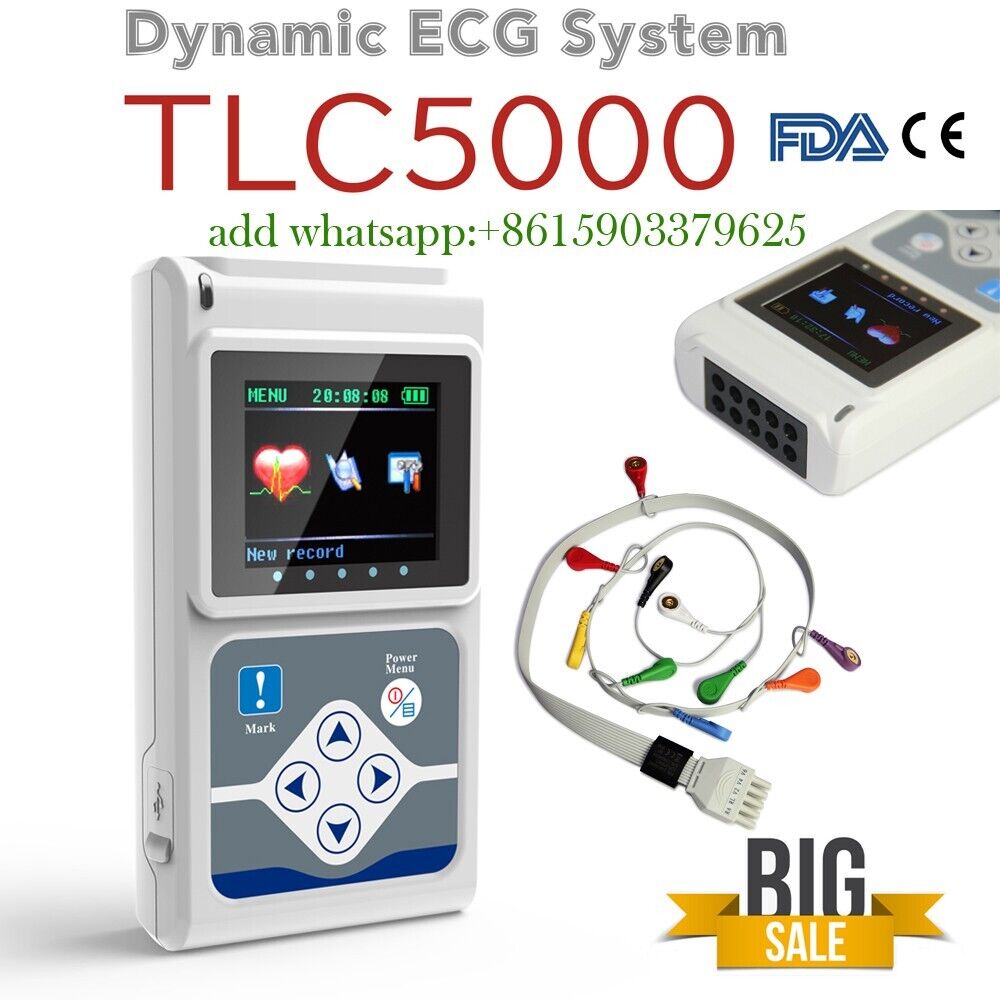 24 horas 12 Lead Dynamic ECG/EKG Holter Monitor Alalyzer Software TLC5000