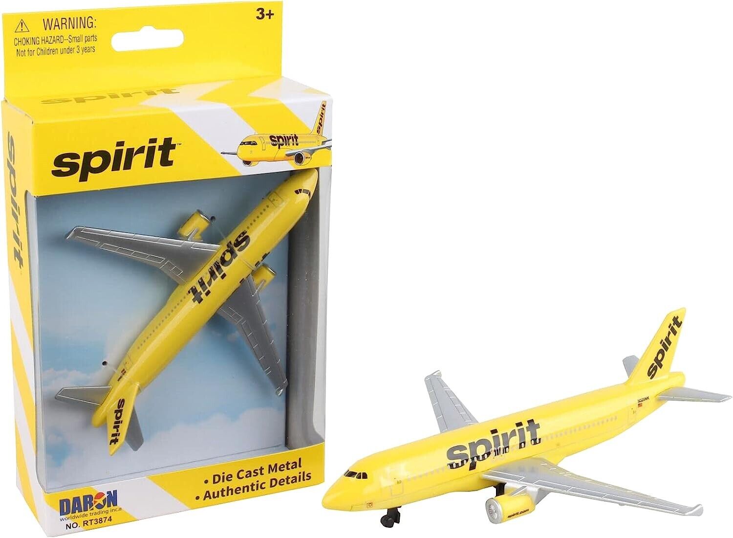 Daron Spirit Airlines Aircraft Single Plane Diecast Model # RT3874