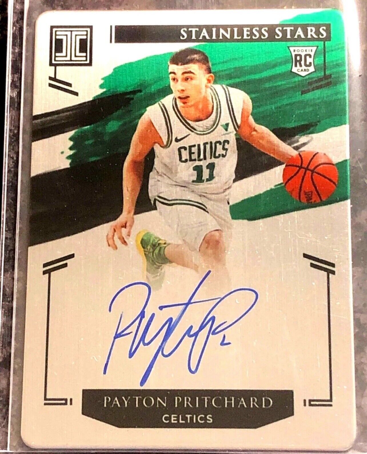 2020 Panini Impeccable - Payton Pritchard RC - ON CARD AUTOGRAPH - STAINLESS /99
