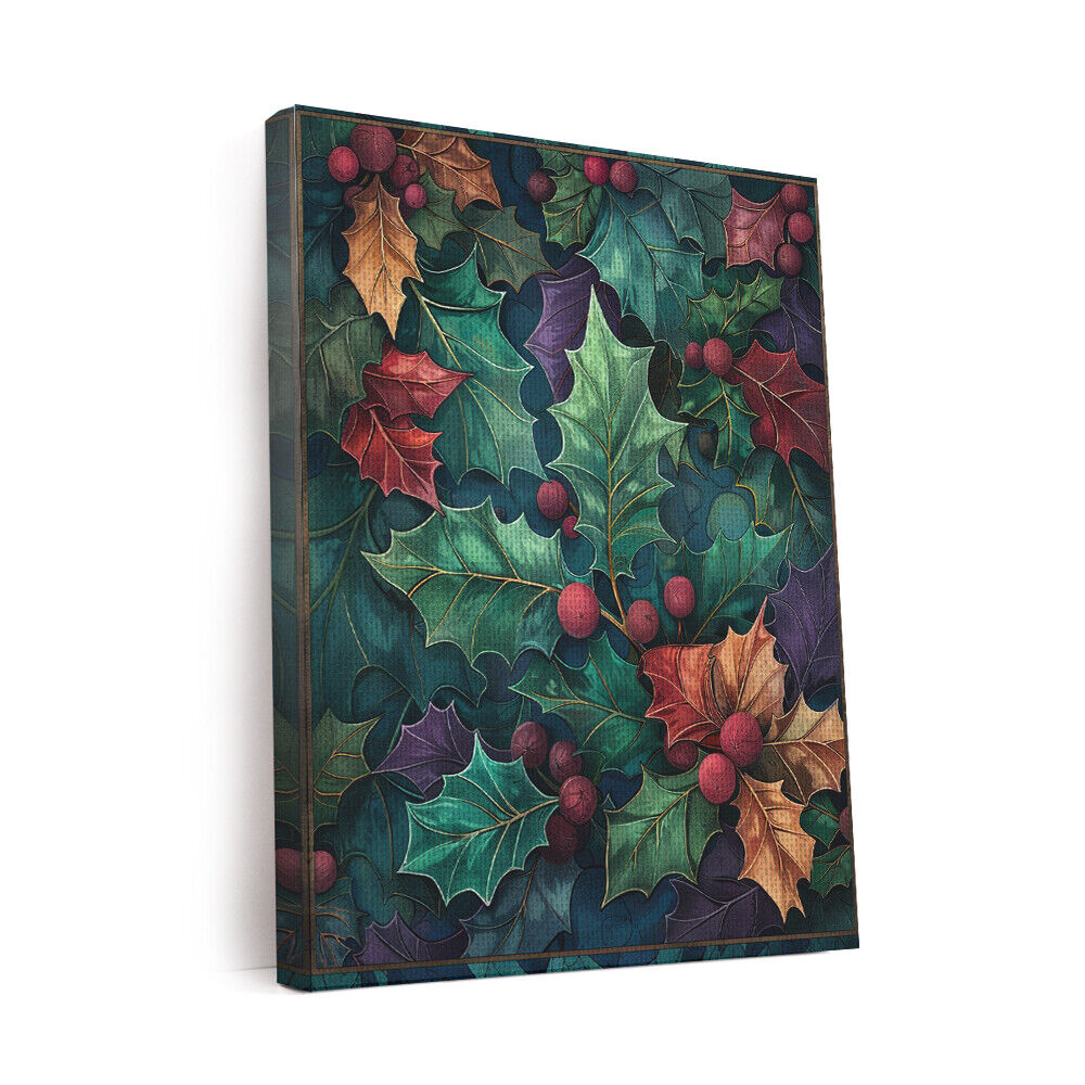 Holly Leaf Boho Art Design 3 Canvas Wall Art Prints Pictures Gifts