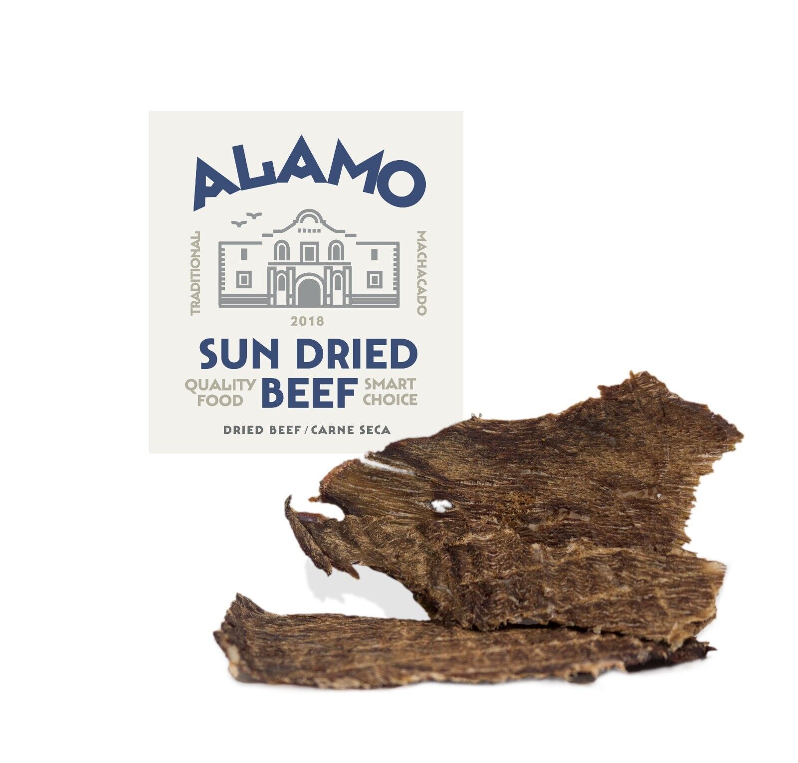 Alamo Sun Dried Beef- Carne Seca- Natural Crunchy Beef Jerky-  