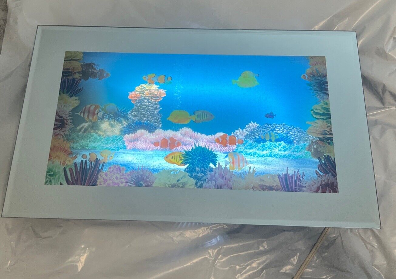 Motion Light Mirror Ocean Reef Fish Aquarium 11.5x19 WALL MOUNT