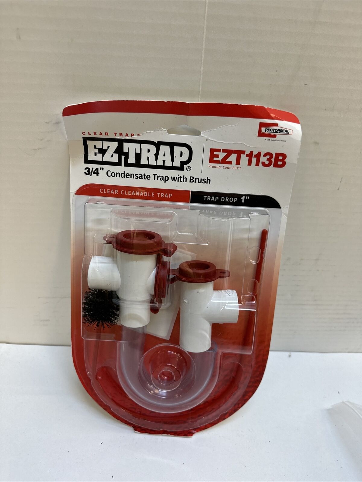 Rectorseal EZT113B Clear 3/4” Condensate Trap Kit with Brush