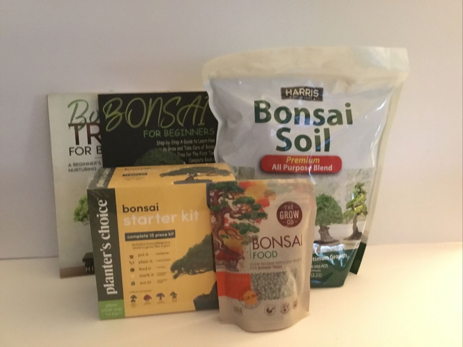 Planter\'s Choice Bonsai Starter kit complete, Harris Soil, Grow Co Food, 2 Books