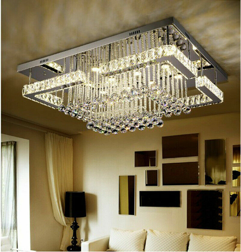 Rectangle Crystal Light LED ceiling lamp modern minimalist living room bedroom