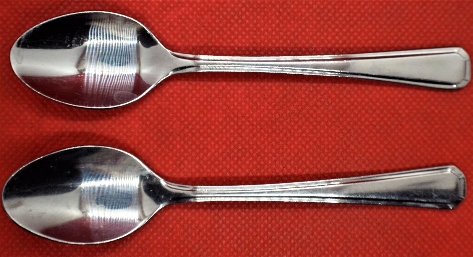 Farberware, Indonesia, stainless, Chatham pattern, pair of demitasse spoons