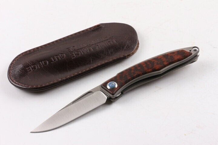 6.5\'\' New CNC M390 Steel Blade Serpentine Wood Handle Folding Pocket Knife R05
