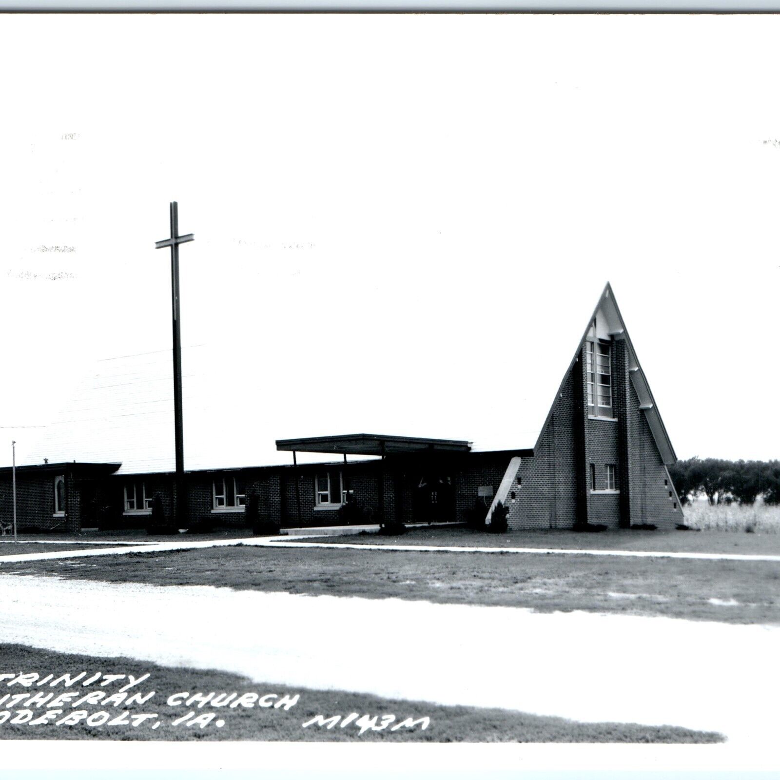 c1950s Odebolt, IA RPPC Trinity Lutheran Church Real Photo Cross Postcard A104