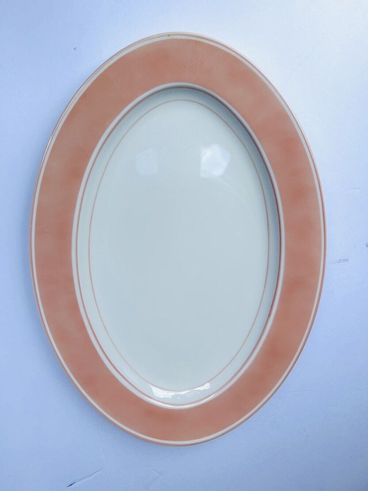 (2) Fitz & Floyd Rondelet Peach Pink oval platter 14” X 10”