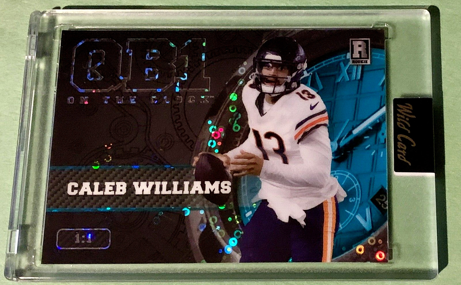 WILD CARD QB1 ON THE CLOCK CALEB WILLIAMS #1/1 ROOKIE BLACK DISCO  RC BEARS