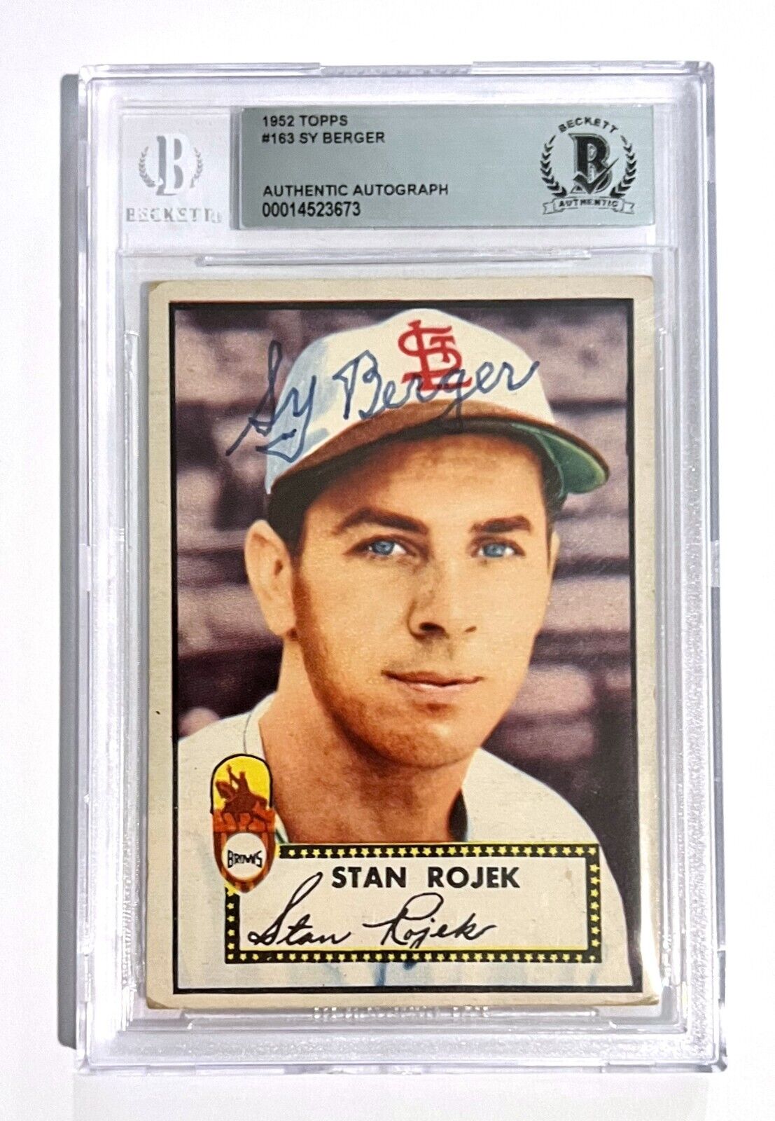 1952 Topps Stan Rojek #163 SIGNED by Sy Berger BAS AUTO Autograph RARE