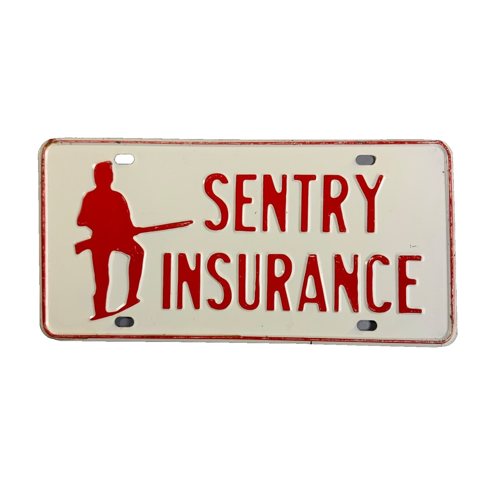 Vintage Sentry Insurance License Plate USA Pressed Metal Embossed
