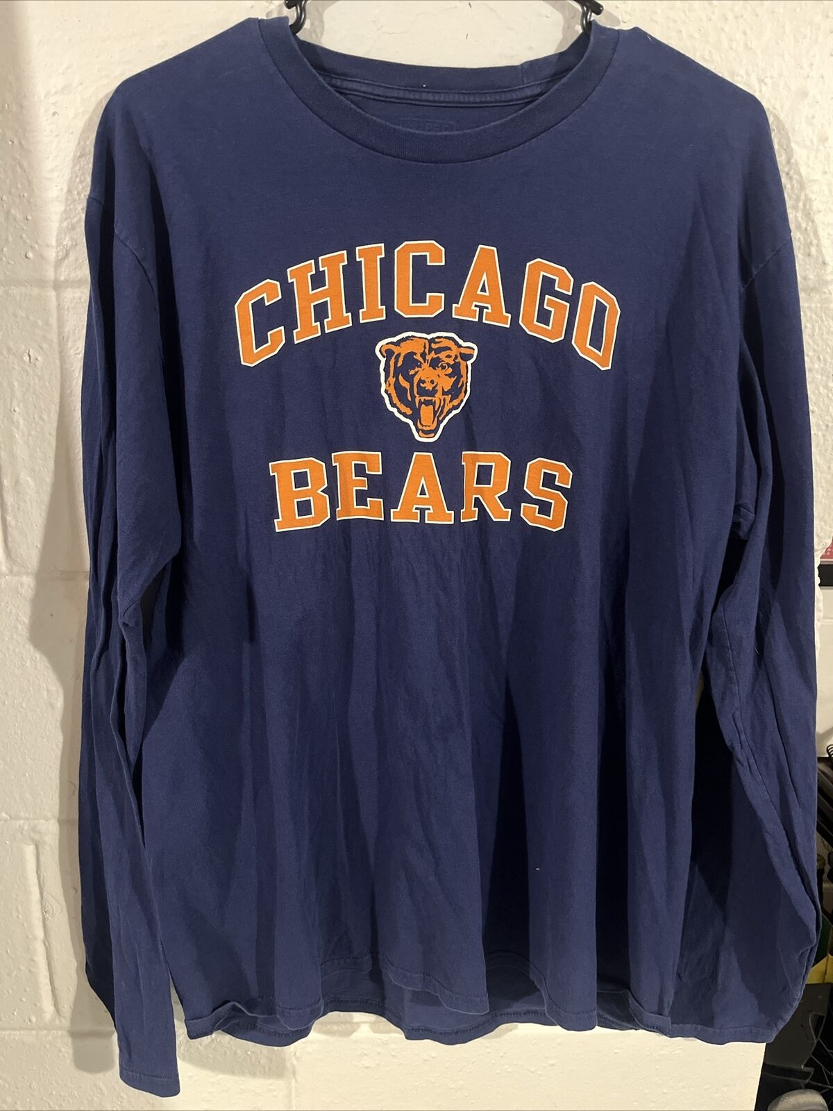 Fanatics Chicago Bears Long Sleeve T Shirt Mens Size L Blue Orange Nfl