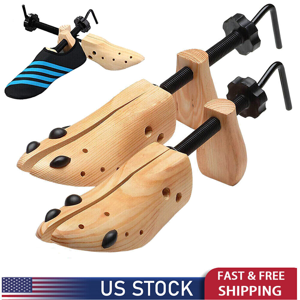 2024 One Pair 2-way Wooden Adjustable Shoe Stretcher for Men Women Size 9-13