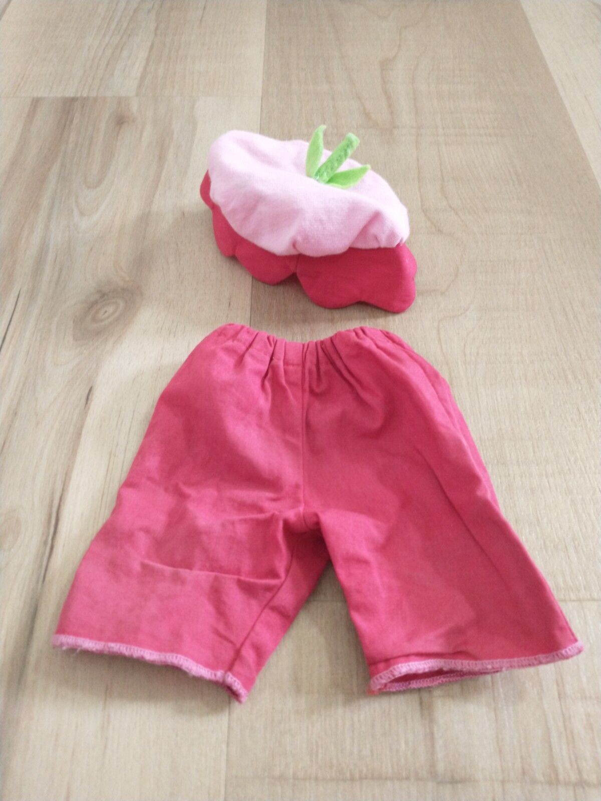 Vintage Tagged Kathe Kruse Doll Hat Pants Pink Strawberry Berry