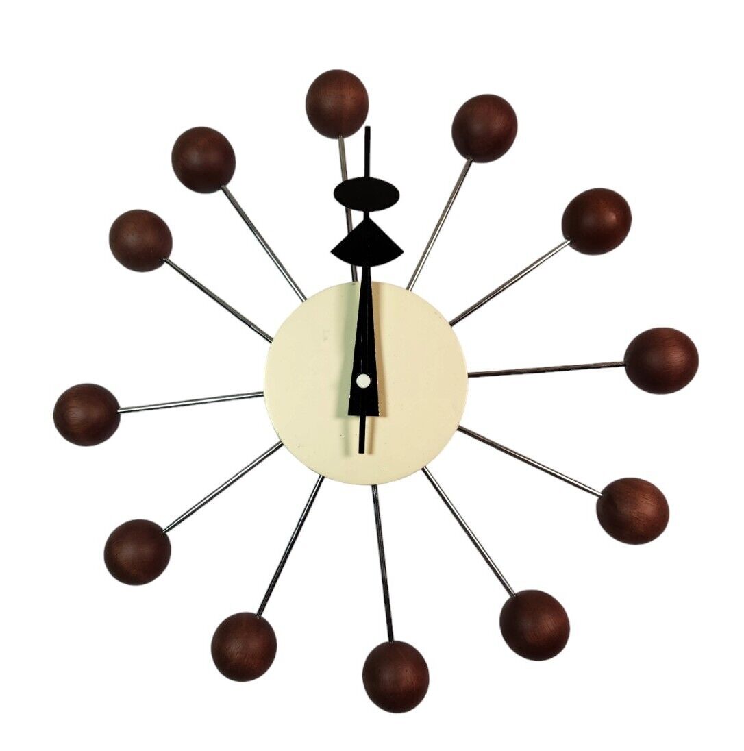 George Nelson Style Ball Wall Clock Color Design Furniture Mid Century Modern 